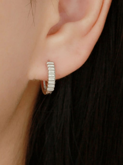 ACEE 925 Sterling Silver Geometric Vintage Huggie Earring 1