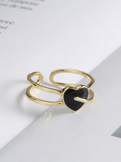 Gold 925 Sterling Silver Heart Minimalist Stackable Ring