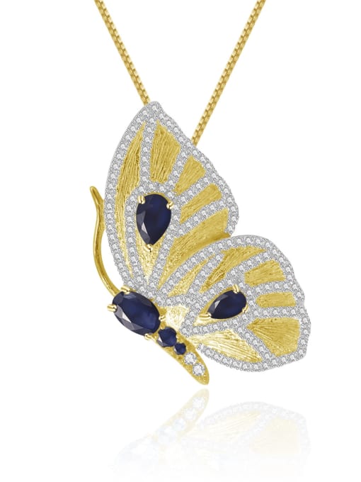 Handle lanbao Pendant Necklace 925 Sterling Silver Carnelian Butterfly Vintage Necklace