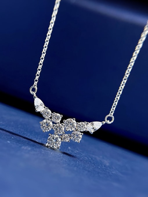 N226 white gold 925 Sterling Silver Cubic Zirconia Flower Dainty Necklace