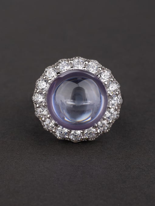 purple 12 【 R 0321 】 925 Sterling Silver Cubic Zirconia Geometric Luxury Band Ring