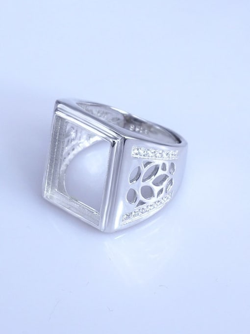 Supply 925 Sterling Silver 18K White Gold Plated Geometric Ring Setting Stone size: 12*16mm 1