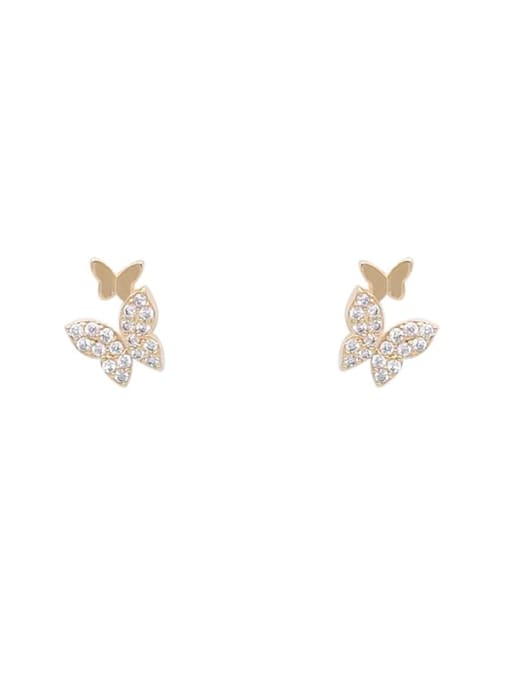 ZEMI 925 Sterling Silver Cubic Zirconia Butterfly Dainty Stud Earring