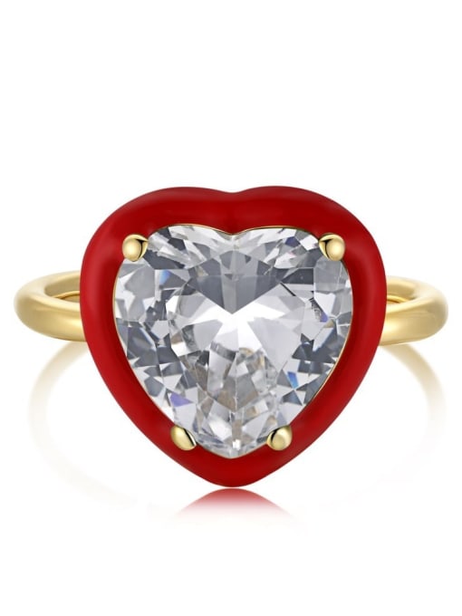 Golden Red DY120114 925 Sterling Silver Heart Minimalist Band Ring