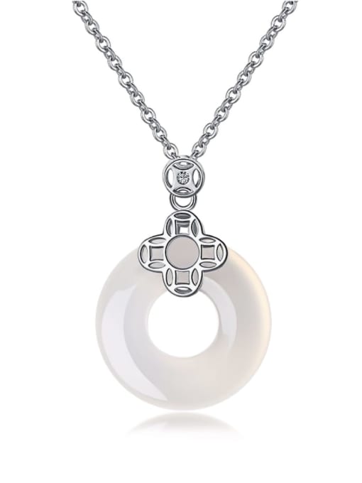 STL-Silver Jewelry 925 Sterling Silver Jade Geometric Dainty Necklace 0