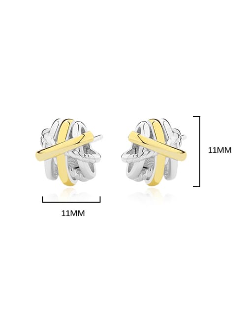 YUANFAN 925 Sterling Silver Irregular Geometric Line Minimalist Stud Earring 3