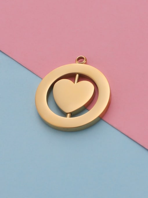 Hollow peach heart gold Stainless Steel Hollow Turnable Square Round Heart Jewelry Accessories