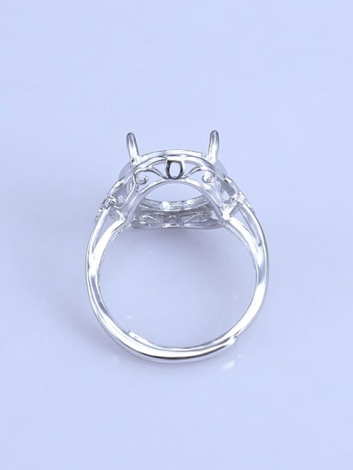 Supply 925 Sterling Silver 18K White Gold Plated Geometric Ring Setting Stone size: 9*11 10*12 11*13 12*16 13*17 14*19MM 2
