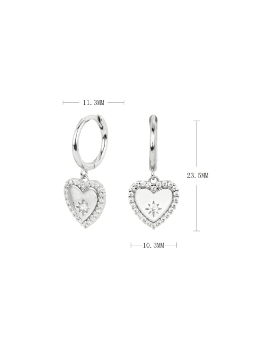 platinum 925 Sterling Silver Cubic Zirconia Heart Minimalist Huggie Earring