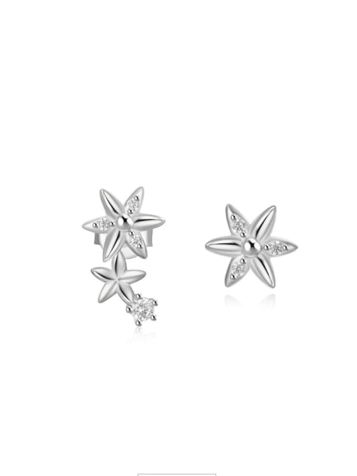 Platinum 2 925 Sterling Silver Cubic Zirconia Star Minimalist Stud Earring