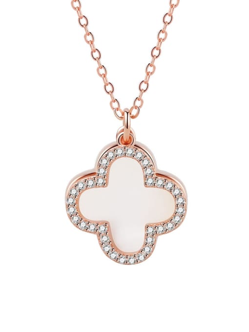 PNJ-Silver 925 Sterling Silver Shell Clover Minimalist Necklace