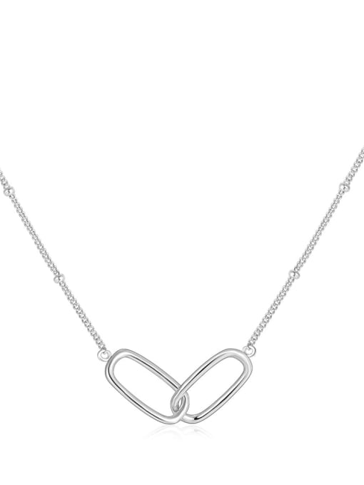 Platinum 925 Sterling Silver Geometric Minimalist Necklace