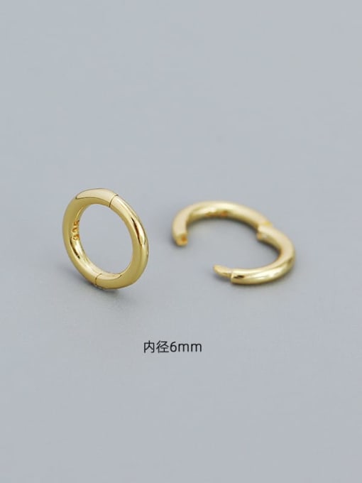 Gold (6mm) 925 Sterling Silver Geometric Minimalist Stud Earring