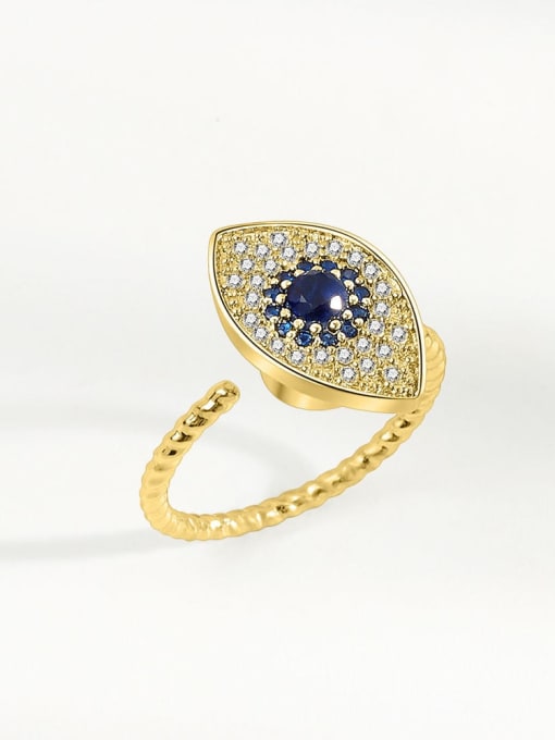 18k gold 925 Sterling Silver Cubic Zirconia Evil Eye Minimalist Rotate Band Ring