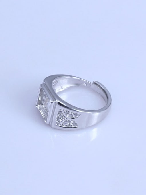 Supply 925 Sterling Silver 18K White Gold Plated Geometric Ring Setting Stone size: 8*8mm 1