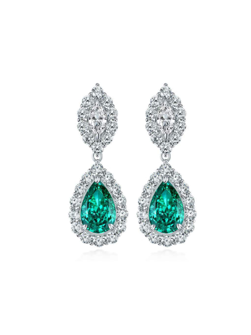 A&T Jewelry 925 Sterling Silver High Carbon Diamond Green Water Drop Luxury Drop Earring