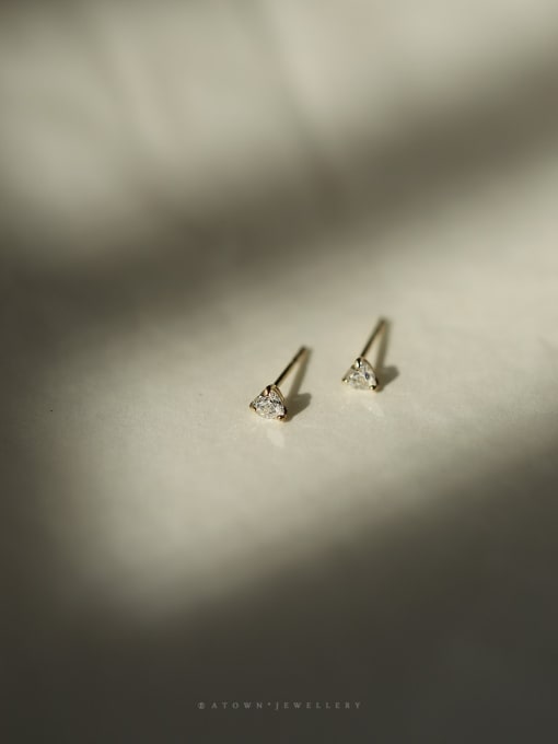 ZEMI 925 Sterling Silver Cubic Zirconia Triangle Cute Stud Earring 1