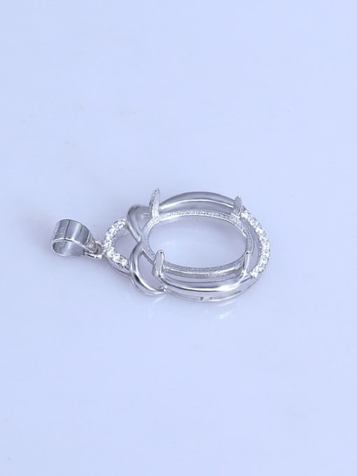 Supply 925 Sterling Silver Round Pendant Setting Stone size: 10*14mm 1