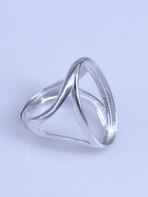 Supply 925 Sterling Silver 18K White Gold Plated Geometric Ring Setting Stone size: 14*24mm 1