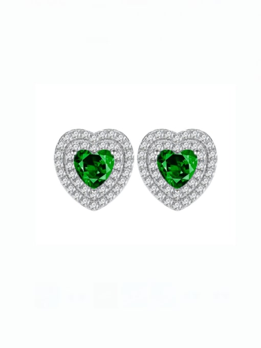 Green Diamond Earrings 925 Sterling Silver Cubic Zirconia Heart Luxury Cluster Earring
