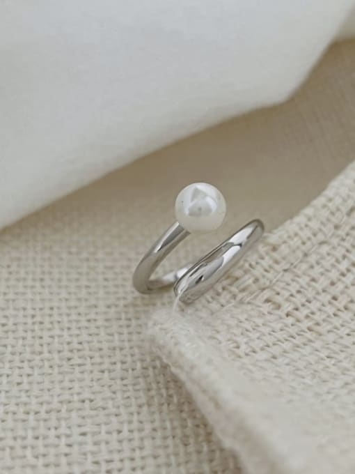 STL-Silver Jewelry 925 Sterling Silver Freshwater Pearl Geometric Dainty Band Ring 2