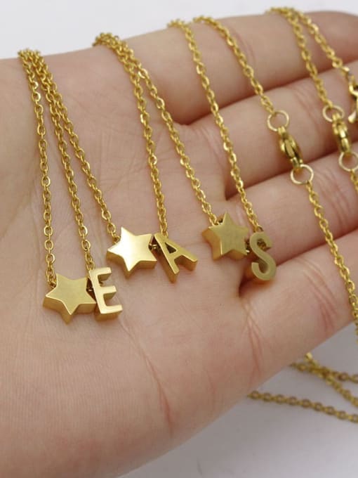 MEN PO Titanium Steel Letter Minimalist Necklace 2