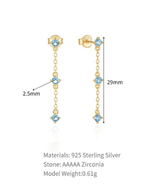 YUANFAN 925 Sterling Silver Cubic Zirconia Tassel Dainty Threader Earring 4