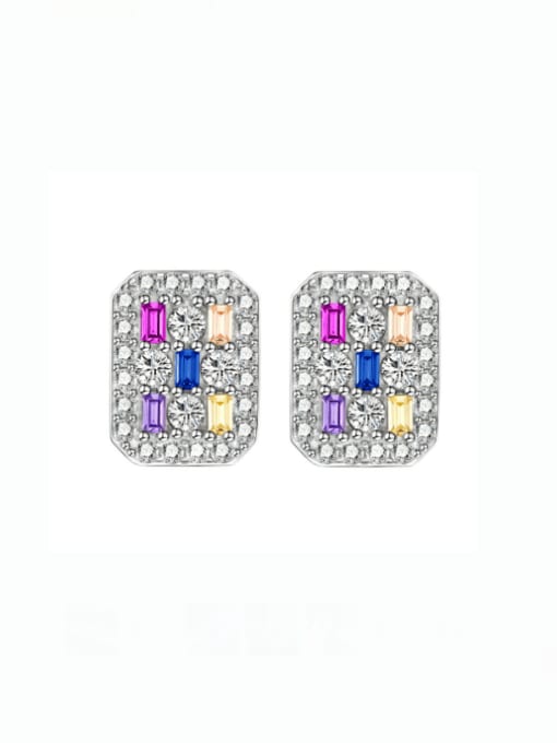 A&T Jewelry 925 Sterling Silver High Carbon Diamond Geometric Luxury Cluster Earring