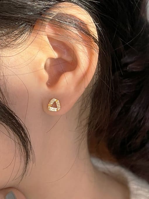 ZEMI 925 Sterling Silver Cubic Zirconia Triangle Minimalist Stud Earring 1
