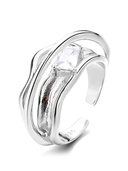 D186 platinum about 5.2g 925 Sterling Silver Cubic Zirconia Geometric Vintage Band Ring