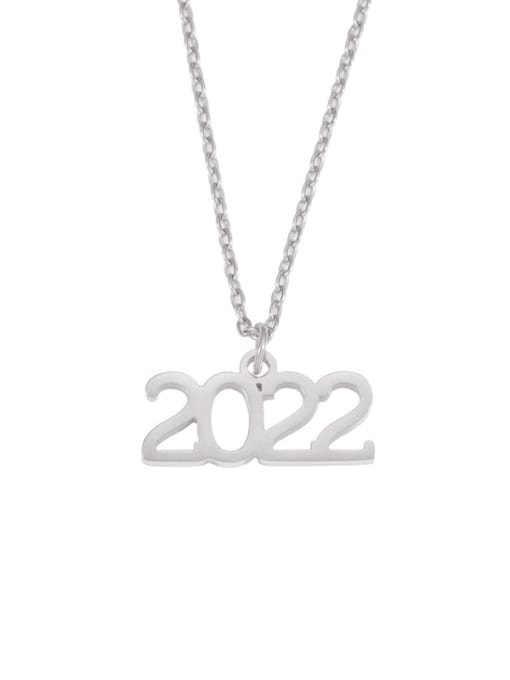 Steel color Stainless steel Irregular Minimalist Number Pendant Necklace