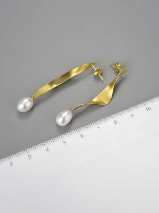 LOLUS 925 Sterling Silver Saltwater Pearl Irregular Minimalist Drop Earring 2