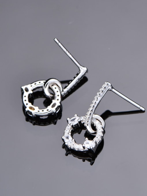 A&T Jewelry 925 Sterling Silver Cubic Zirconia Geometric Dainty Drop Earring 2