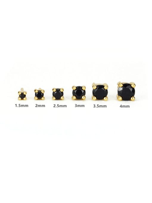 6 sets of gold black diamonds 925 Sterling Silver Cubic Zirconia Geometric Cute Stud Earring