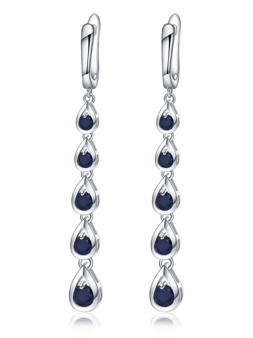 Tassel drop Sapphire Earrings 925 Sterling Silver Natural Color Treasure Topaz Water Drop Artisan Long Drop Earring