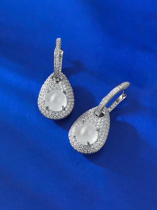 M&J 925 Sterling Silver Cubic Zirconia Water Drop Luxury Cluster Earring 2