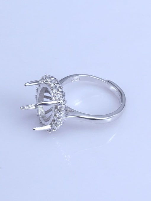 Supply 925 Sterling Silver 18K White Gold Plated Geometric Ring Setting Stone size:9*11 11*13 12*14 12*16 11*15MM 1