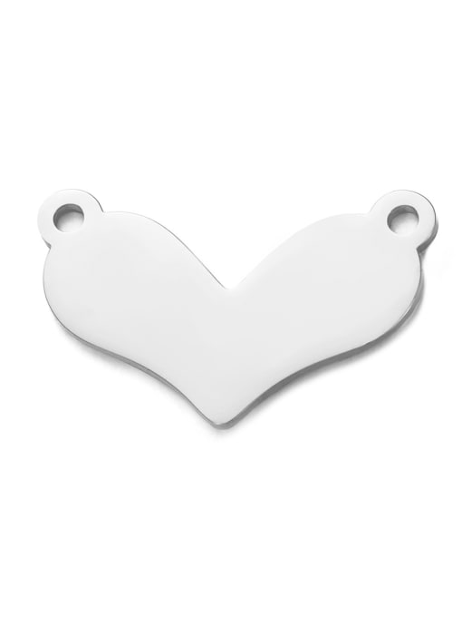 Steel color Stainless steel Heart Charm Height : 15.76 mm , Width: 25.32 mm
