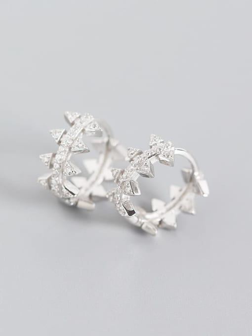 Platinum 925 Sterling Silver Cubic Zirconia White Geometric Dainty Huggie Earring