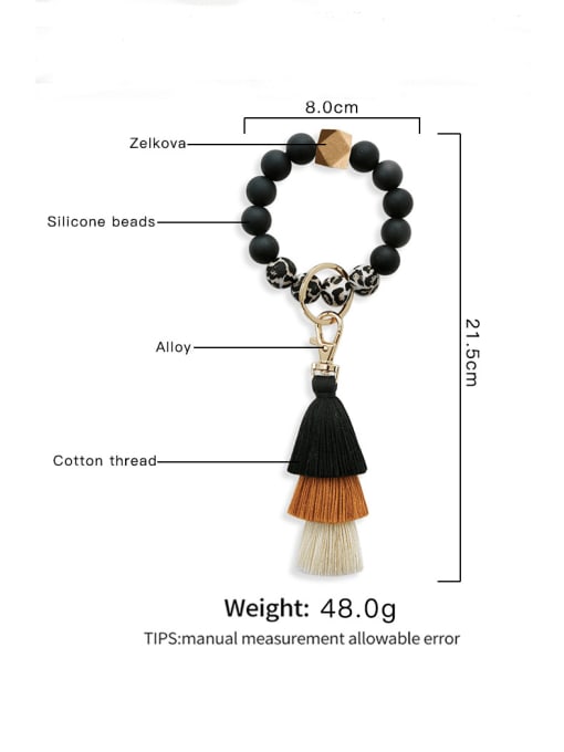 JMI Alloy Tassel Silicone  Beads Leopard Bracelet /Key Chain 2