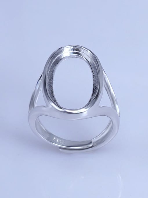Supply 925 Sterling Silver 18K White Gold Plated Geometric Ring Setting Stone size: 13*23mm 2