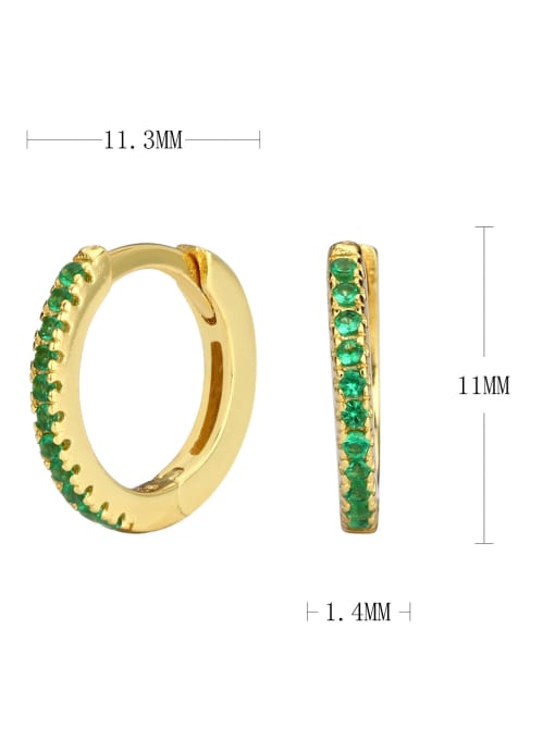 gold+ green 925 Sterling Silver Cubic Zirconia Geometric Minimalist Huggie Earring