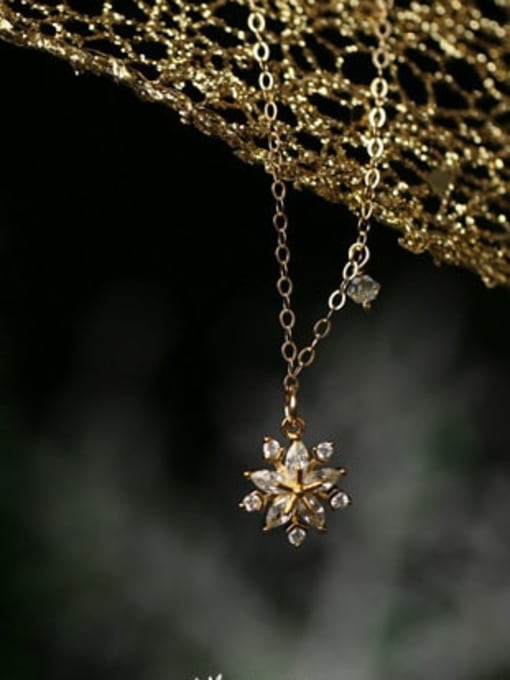 ZEMI 925 Sterling Silver Crystal Gold Flower Dainty Necklace 1