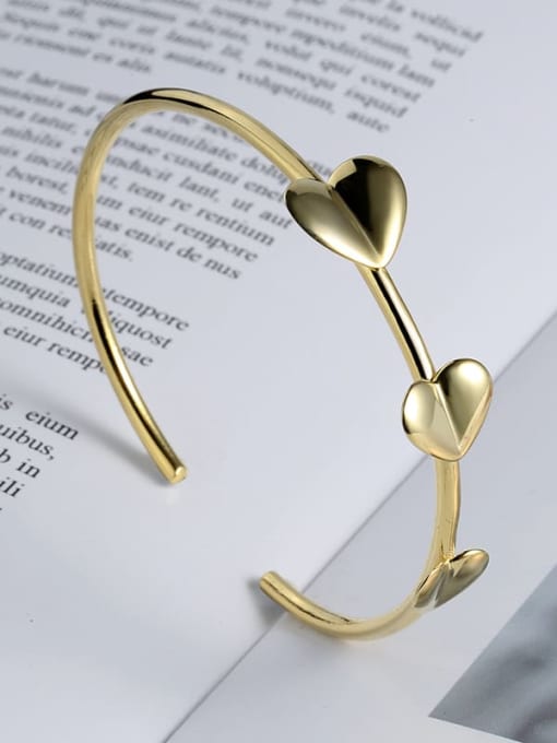 Gold 925 Sterling Silver Heart Minimalist Bracelet