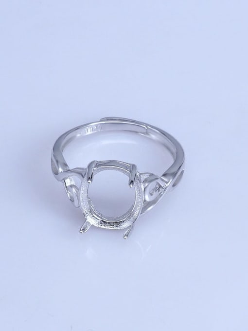 Supply 925 Sterling Silver 18K White Gold Plated Geometric Ring Setting Stone size: 10*12mm