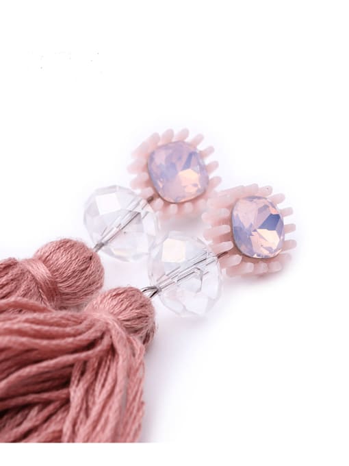 JMI Alloy Cotton Rope Tassel Bohemia Hand-Woven Earrings 2