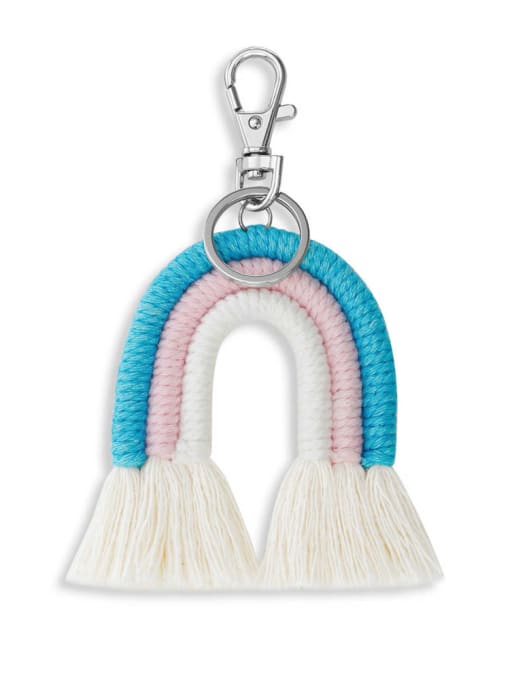 JMI Alloy Cotton Rope  Rainbow Hand-Woven Artisan Key Chain/ Bag Pendant 0