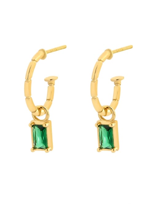 Gold colored F model 925 Sterling Silver Cubic Zirconia Geometric Minimalist Huggie Earring