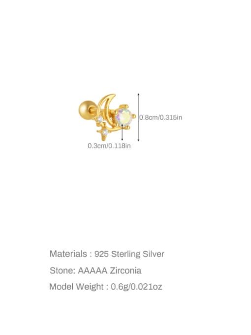 Single Gold 2 925 Sterling Silver Cubic Zirconia Bowknot Dainty Single Earring