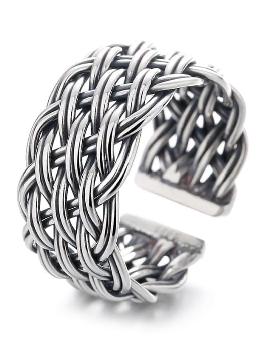 631js (about 6.3g) 925 Sterling Silver Geometric Vintage Band Ring